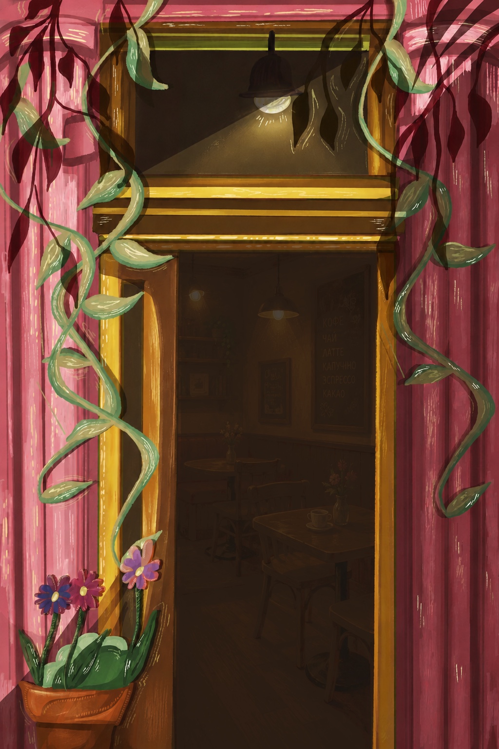 Paris café illustration